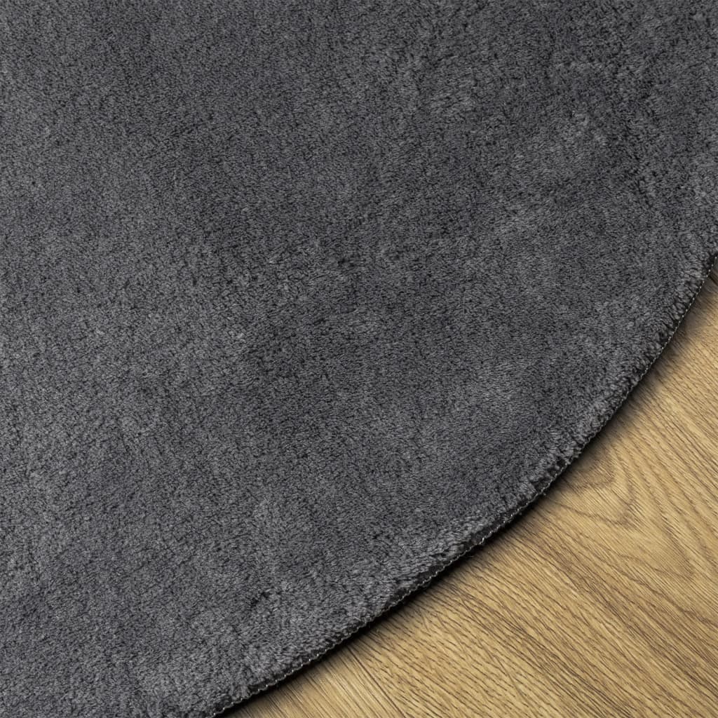 Tappeto a Pelo Corto HUARTE Morbido e Lavabile Antracite Ã˜ 80cm
