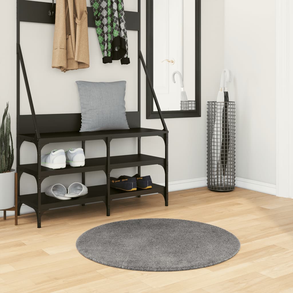 Tappeto a Pelo Corto HUARTE Morbido e Lavabile Antracite Ã˜ 80cm