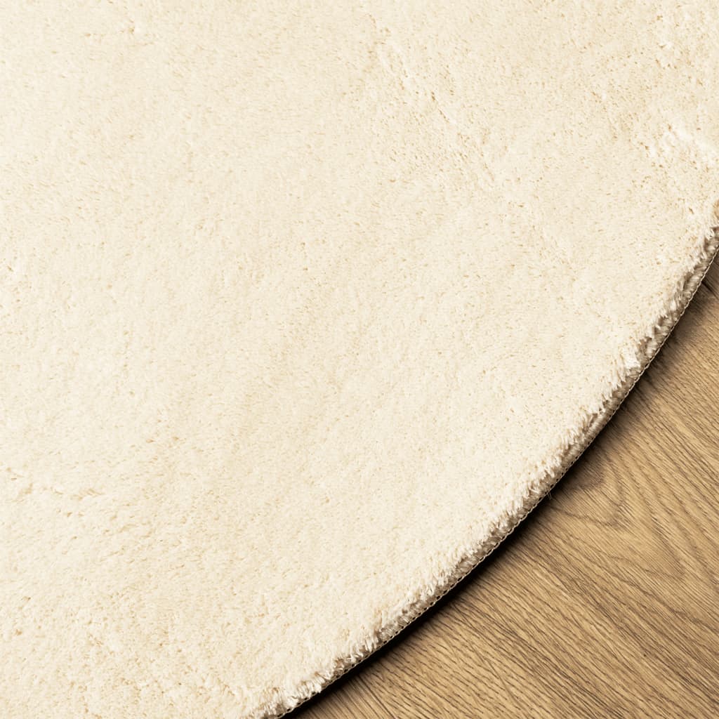 Tappeto a Pelo Corto HUARTE Morbido e Lavabile Crema Ã˜ 100 cm