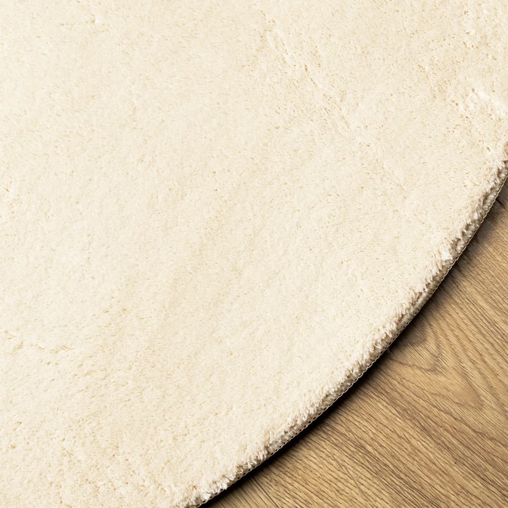 Tappeto a Pelo Corto HUARTE Morbido e Lavabile Crema Ã˜ 160 cm