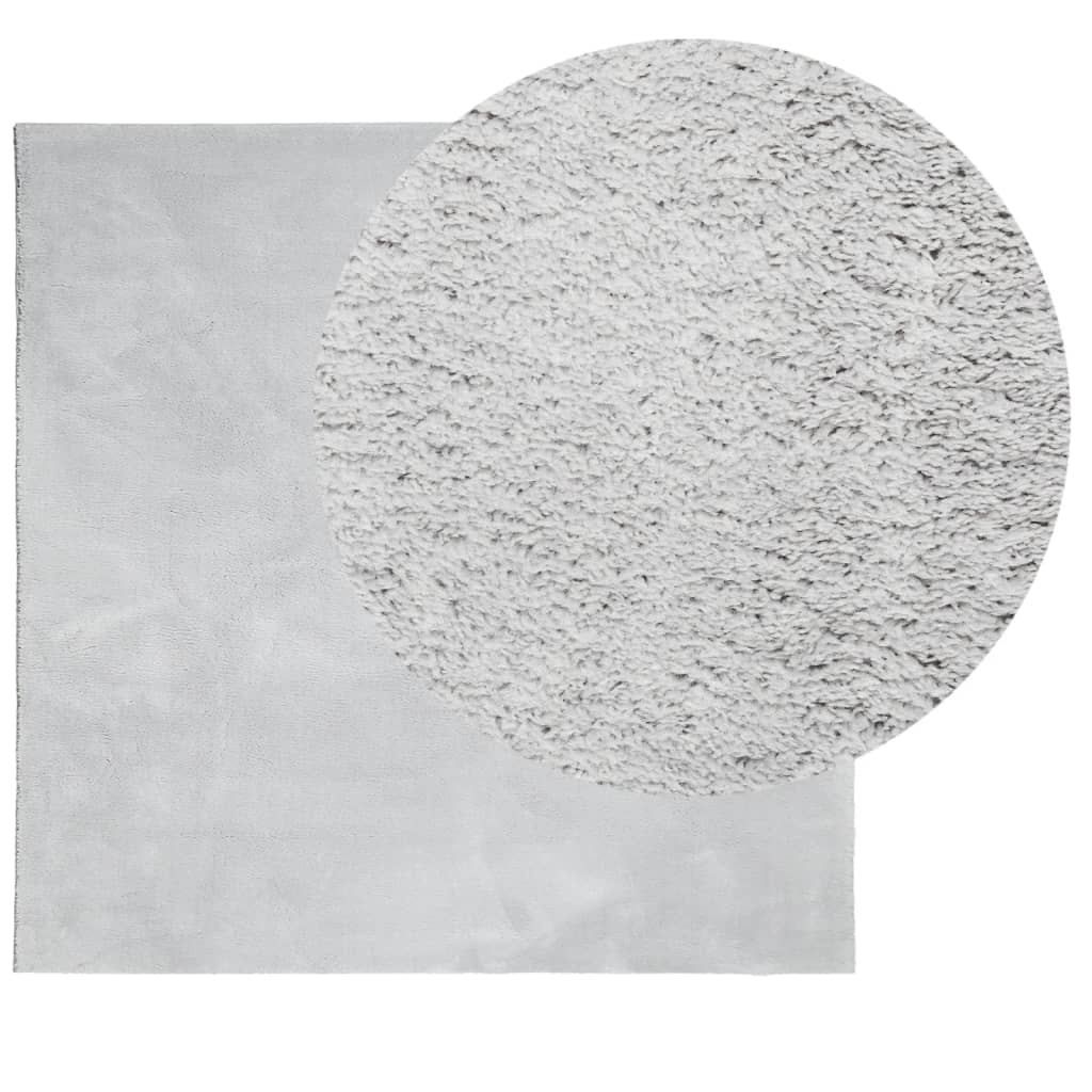 Tappeto a Pelo Corto HUARTE Morbido e Lavabile Grigio 120x120cm