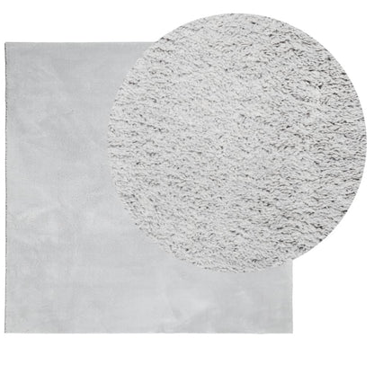 Tappeto a Pelo Corto HUARTE Morbido e Lavabile Grigio 120x120cm
