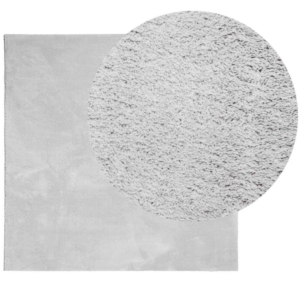 Tappeto a Pelo Corto HUARTE Morbido e Lavabile Grigio 160x160cm