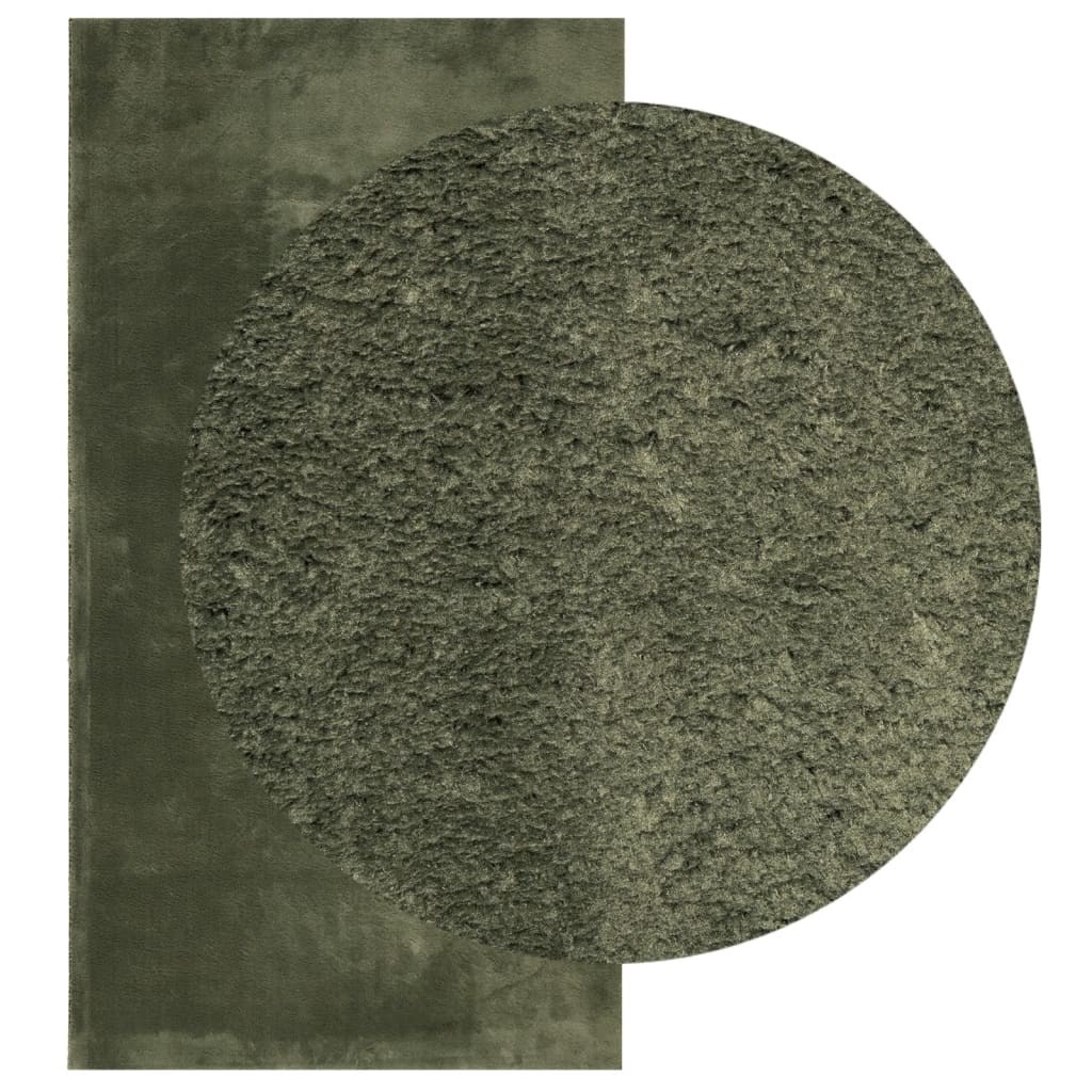 Tappeto Pelo Corto HUARTE Morbido Lavabile Verde Bosco 80x150cm