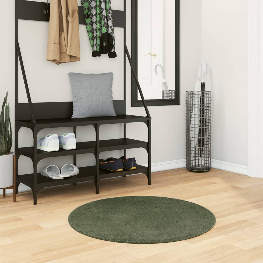 Tappeto Pelo Corto HUARTE Morbido Lavabile Verde Bosco Ã˜ 80 cm