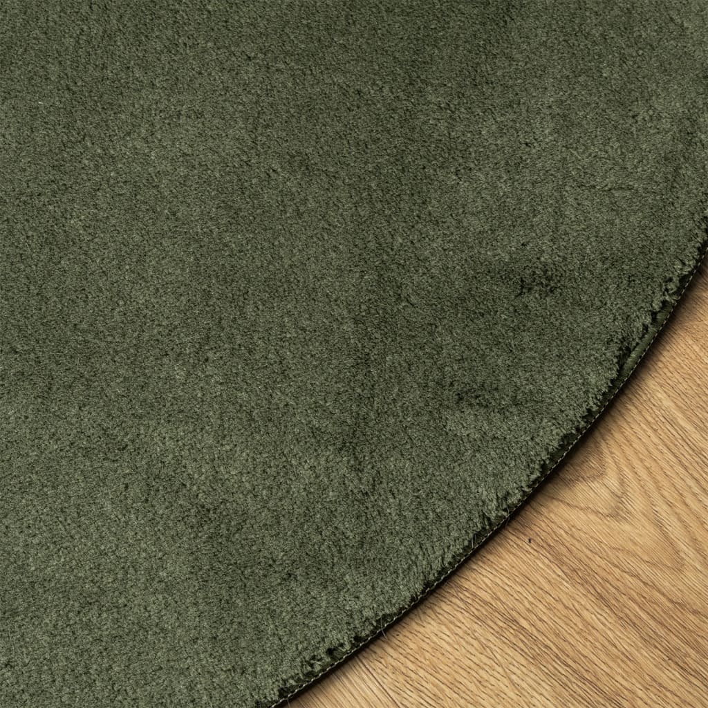 Tappeto Pelo Corto HUARTE Morbido Lavabile Verde Bosco Ã˜ 100 cm