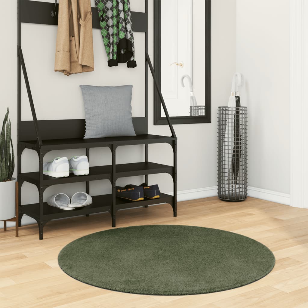 Tappeto Pelo Corto HUARTE Morbido Lavabile Verde Bosco Ã˜ 100 cm