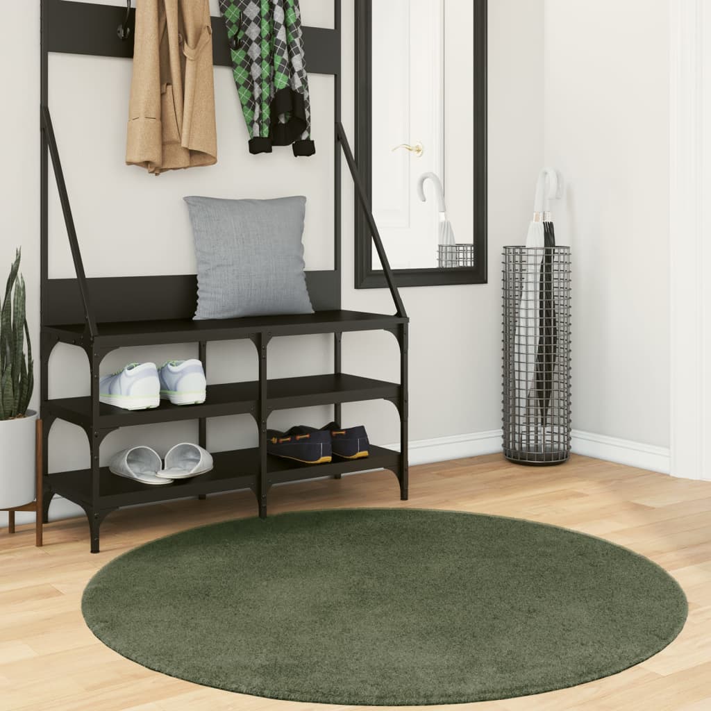 Tappeto Pelo Corto HUARTE Morbido Lavabile Verde Bosco Ã˜ 120 cm