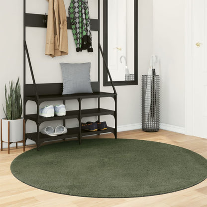 Tappeto Pelo Corto HUARTE Morbido Lavabile Verde Bosco Ã˜ 160 cm