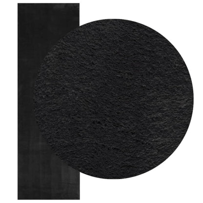 Tappeto a Pelo Corto HUARTE Morbido e Lavabile Nero 80x250 cm