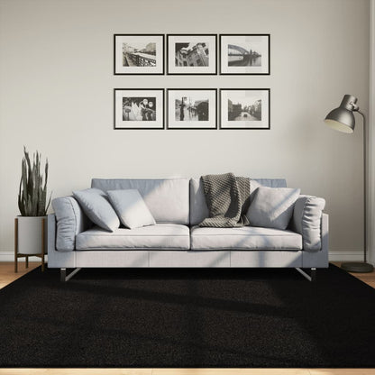 Tappeto a Pelo Corto HUARTE Morbido e Lavabile Nero 200x200cm
