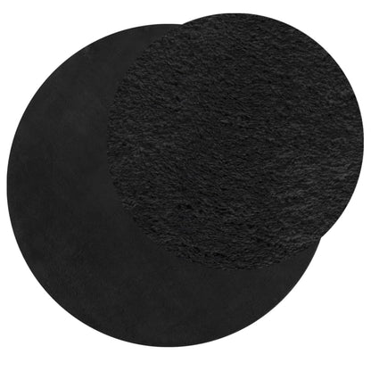 Tappeto a Pelo Corto HUARTE Morbido e Lavabile Nero Ã˜ 80 cm