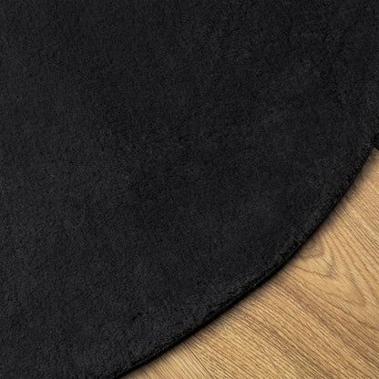 Tappeto a Pelo Corto HUARTE Morbido e Lavabile Nero Ã˜ 80 cm