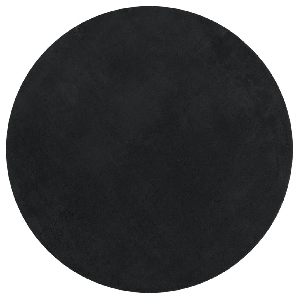Tappeto a Pelo Corto HUARTE Morbido e Lavabile Nero Ã˜ 100 cm