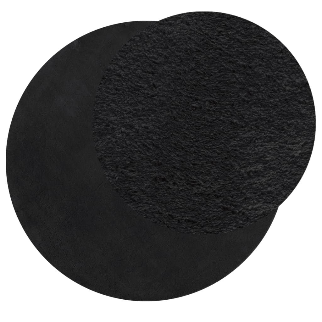 Tappeto a Pelo Corto HUARTE Morbido e Lavabile Nero Ã˜ 120 cm