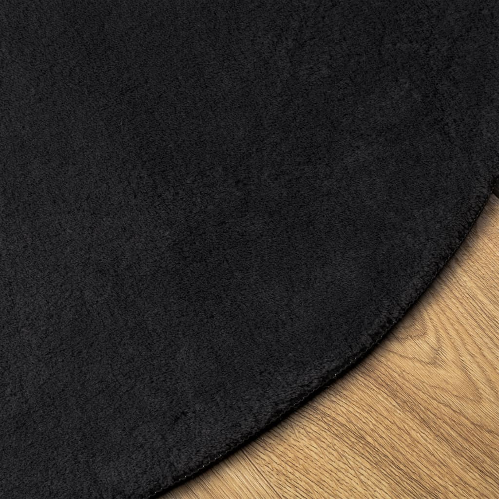 Tappeto a Pelo Corto HUARTE Morbido e Lavabile Nero Ã˜ 120 cm