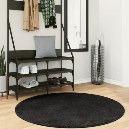 Tappeto a Pelo Corto HUARTE Morbido e Lavabile Nero Ã˜ 120 cm