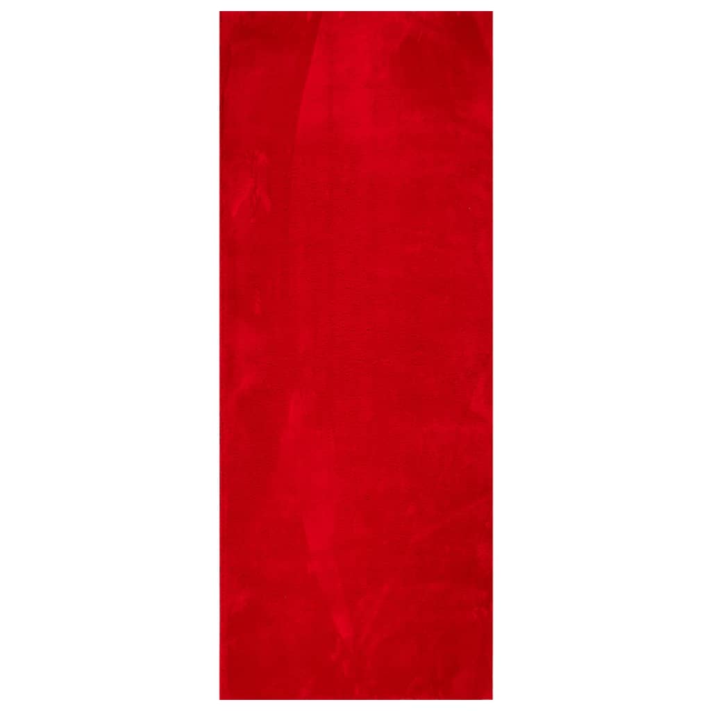 Tappeto a Pelo Corto HUARTE Morbido e Lavabile Rosso 80x200 cm