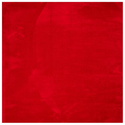 Tappeto a Pelo Corto HUARTE Morbido e Lavabile Rosso 120x120cm