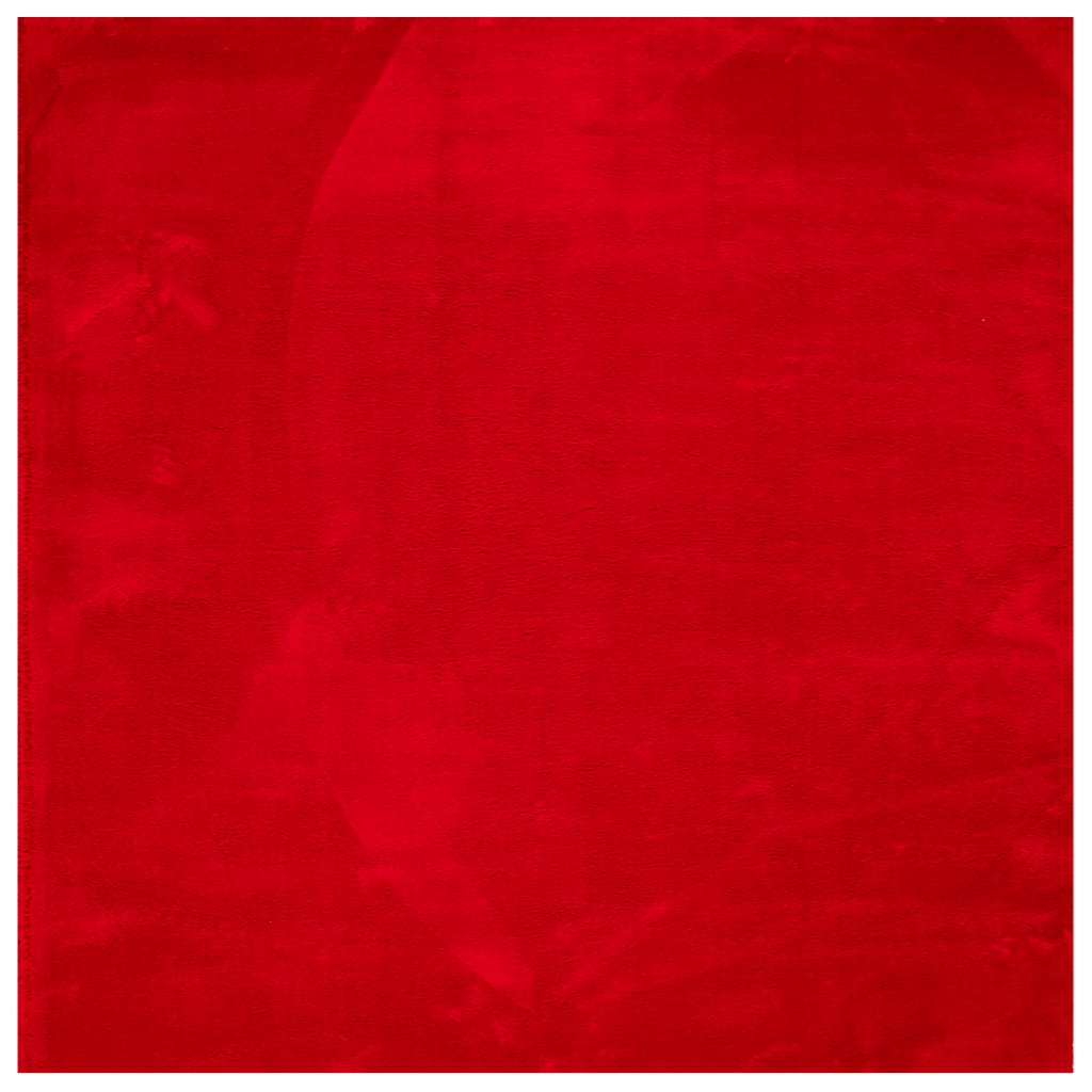 Tappeto a Pelo Corto HUARTE Morbido e Lavabile Rosso 160x160cm