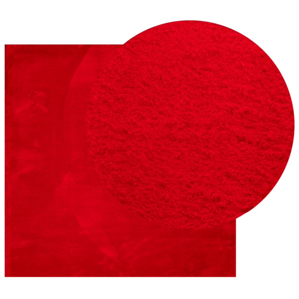Tappeto a Pelo Corto HUARTE Morbido e Lavabile Rosso 160x160cm