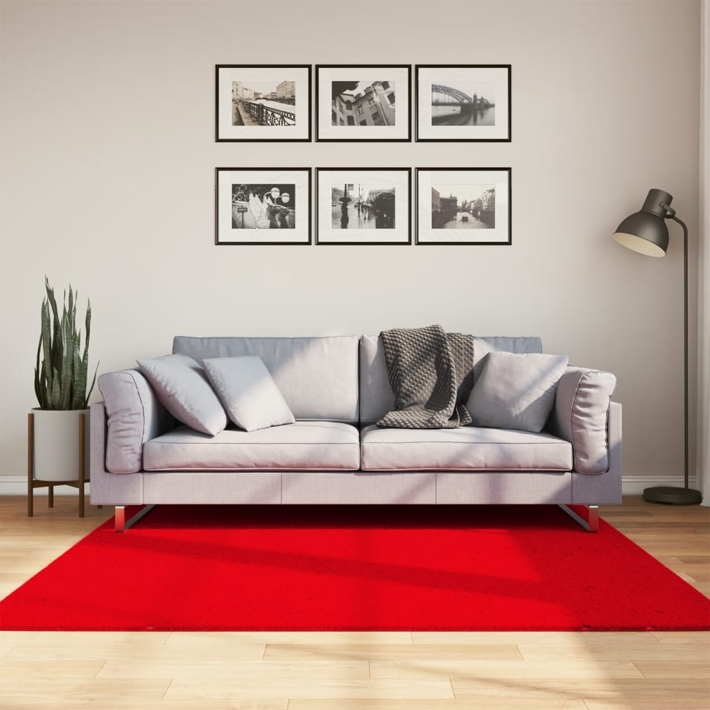 Tappeto a Pelo Corto HUARTE Morbido e Lavabile Rosso 160x160cm