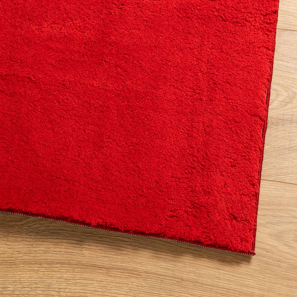Tappeto a Pelo Corto HUARTE Morbido e Lavabile Rosso 200x200cm