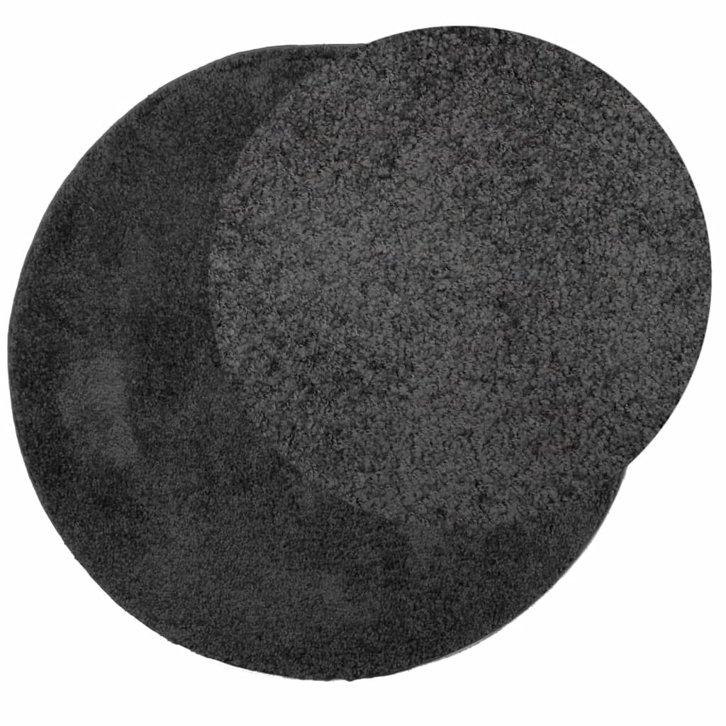 Tappeto Shaggy PAMPLONA a Pelo Lungo Moderno Nero Ã˜ 80 cm