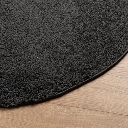 Tappeto Shaggy PAMPLONA a Pelo Lungo Moderno Nero Ã˜ 80 cm