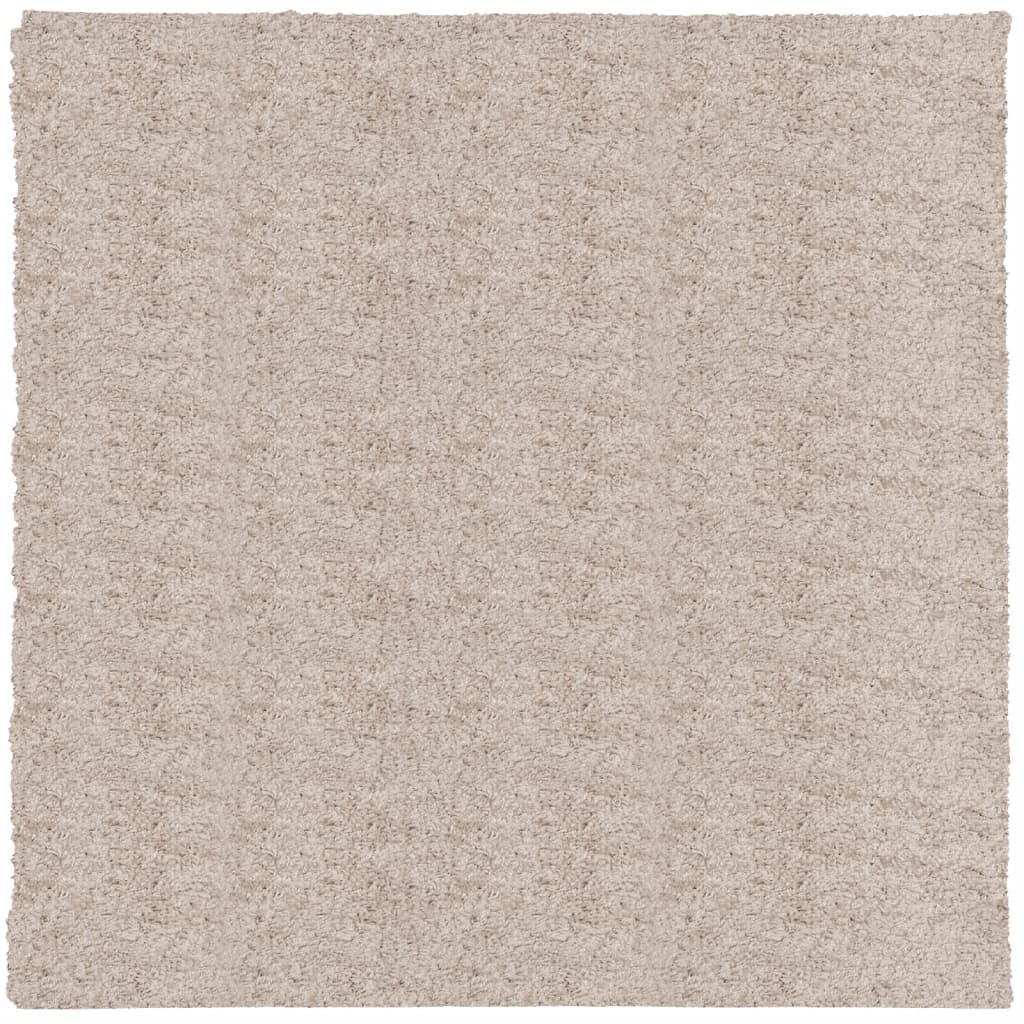Tappeto Shaggy PAMPLONA a Pelo Lungo Moderno Beige 120x120 cm
