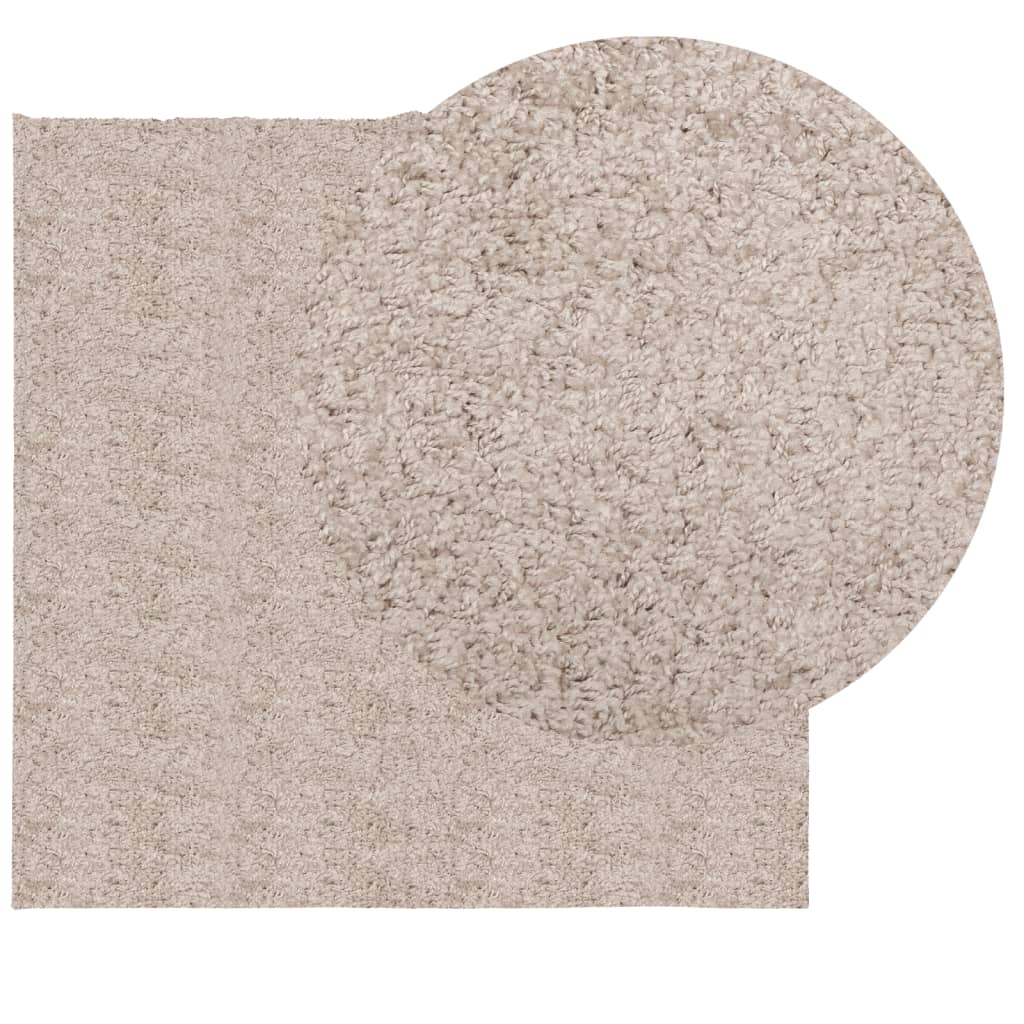 Tappeto Shaggy PAMPLONA a Pelo Lungo Moderno Beige 120x120 cm
