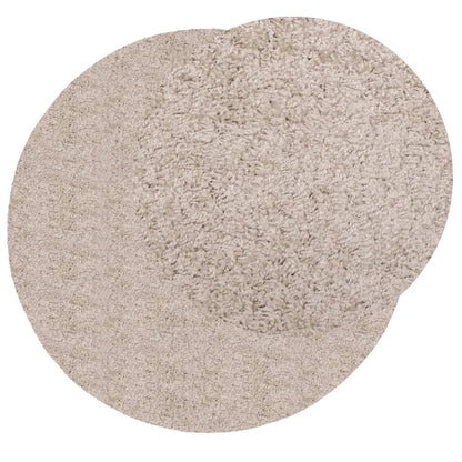 Tappeto Shaggy PAMPLONA a Pelo Lungo Moderno Beige Ã˜ 160 cm