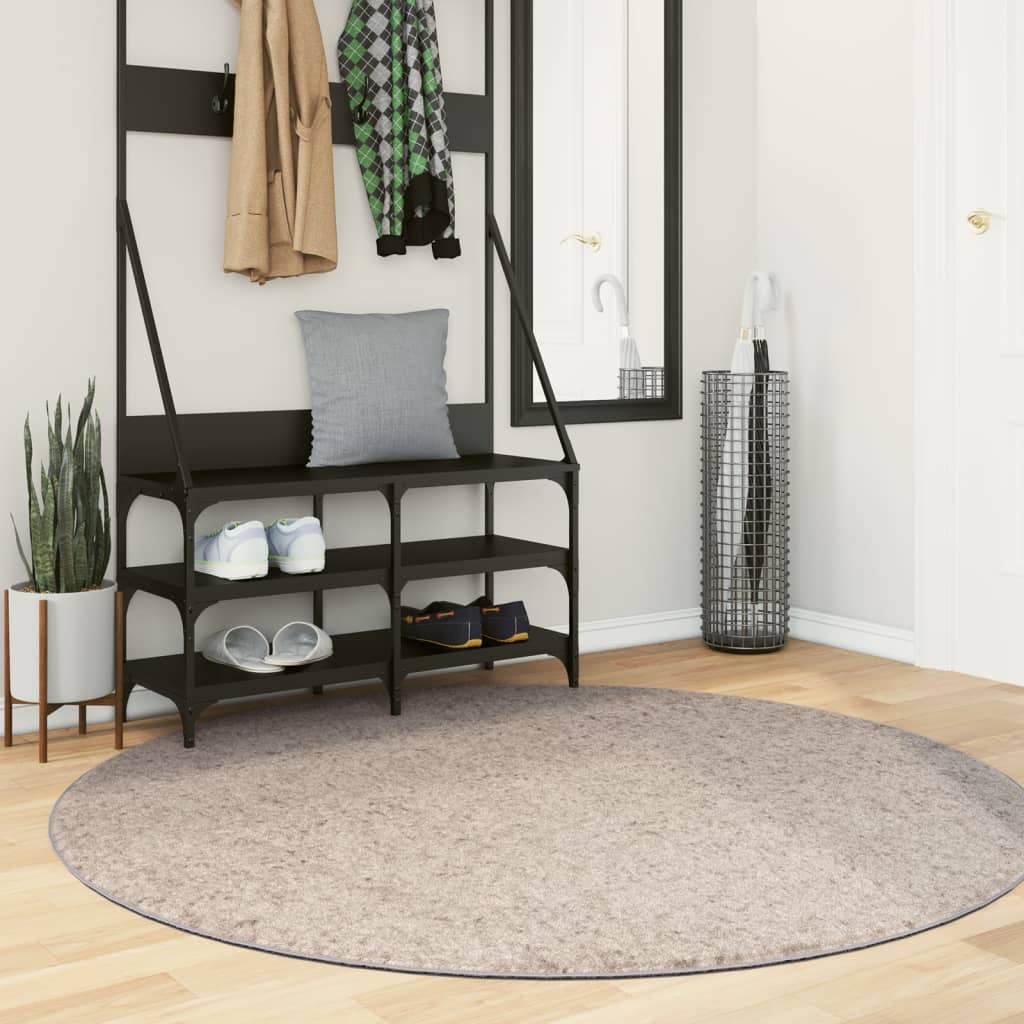 Tappeto Shaggy PAMPLONA a Pelo Lungo Moderno Beige Ã˜ 160 cm
