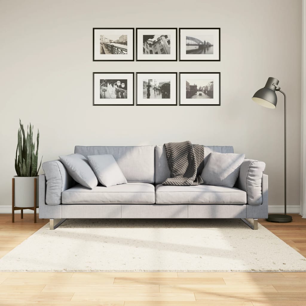 Tappeto Shaggy PAMPLONA a Pelo Lungo Moderno Crema 160x160 cm