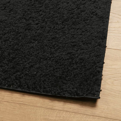Tappeto Shaggy PAMPLONA a Pelo Lungo Moderno Nero 80x150 cm