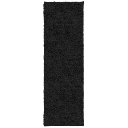 Tappeto Shaggy PAMPLONA a Pelo Lungo Moderno Nero 80x250 cm