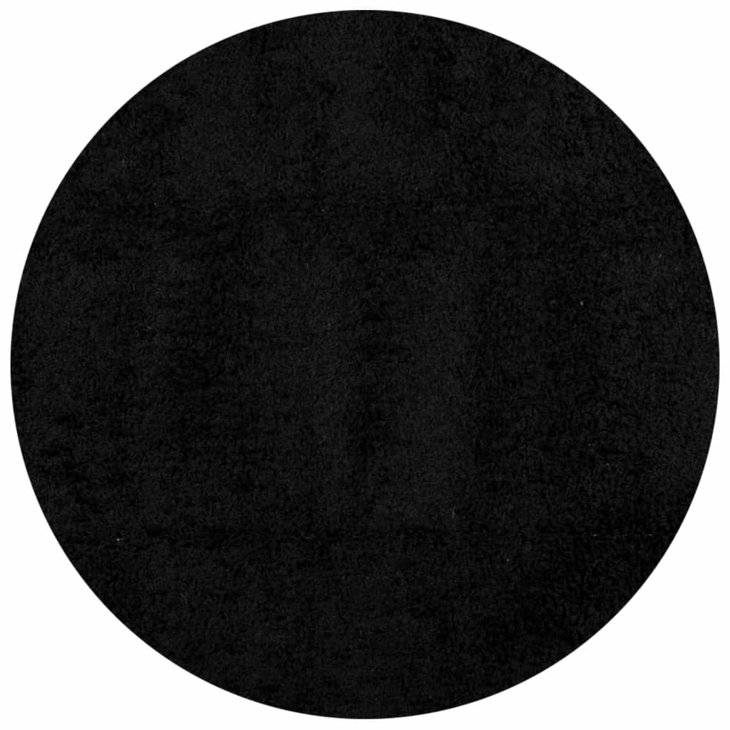 Tappeto Shaggy PAMPLONA a Pelo Lungo Moderno Nero Ã˜ 80 cm