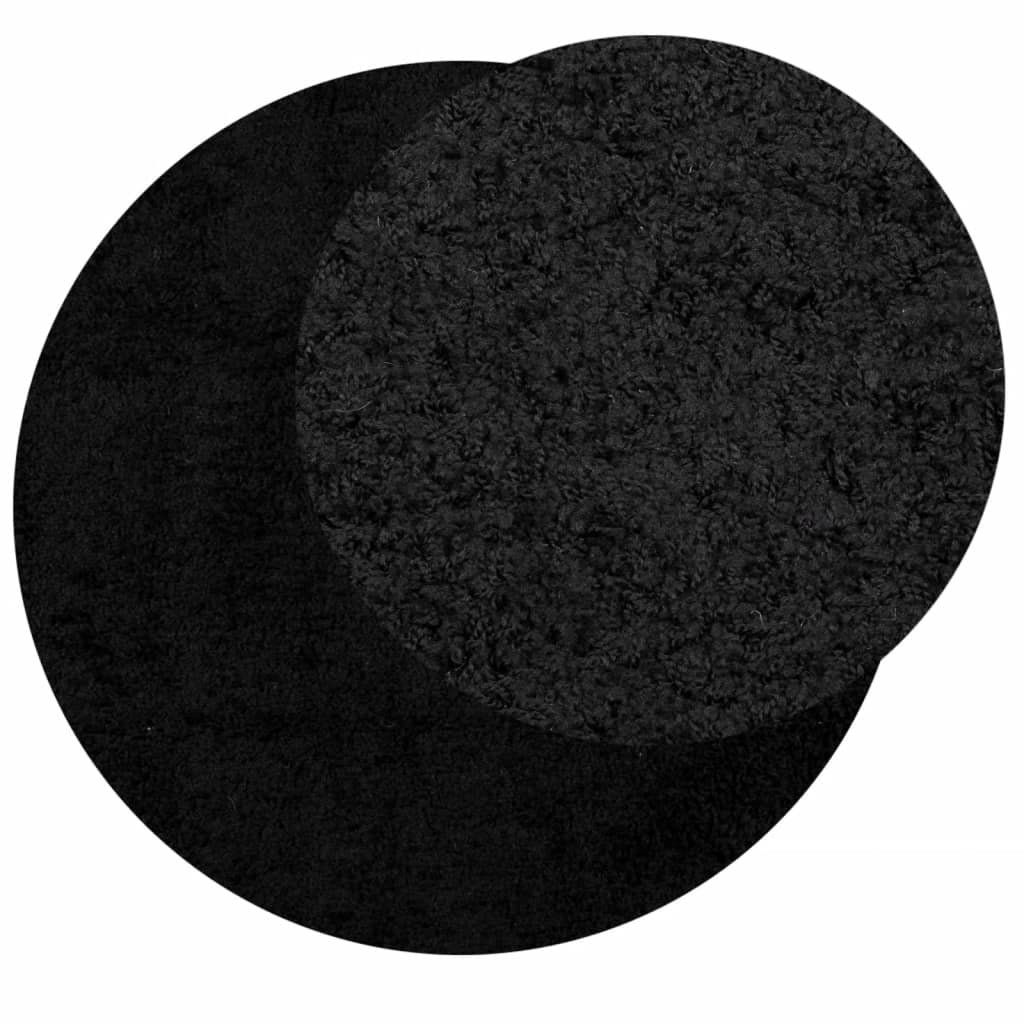 Tappeto Shaggy PAMPLONA a Pelo Lungo Moderno Nero Ø 120 cm