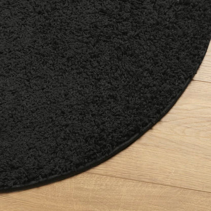 Tappeto Shaggy PAMPLONA a Pelo Lungo Moderno Nero Ø 120 cm