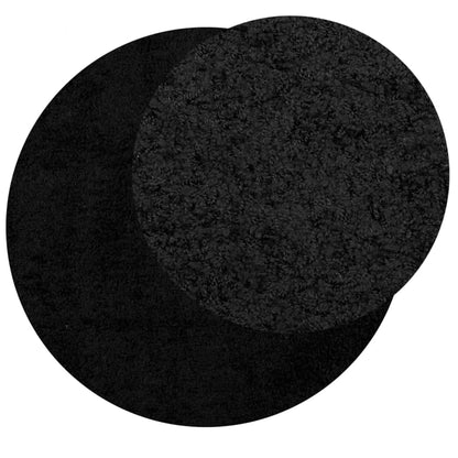 Tappeto Shaggy PAMPLONA a Pelo Lungo Moderno Nero Ø 240 cm