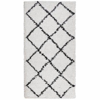 Tappeto Shaggy PAMPLONA a Pelo Lungo Crema e Nero 80x150 cm