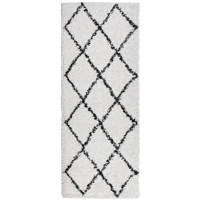 Tappeto Shaggy PAMPLONA a Pelo Lungo Crema e Nero 80x200 cm