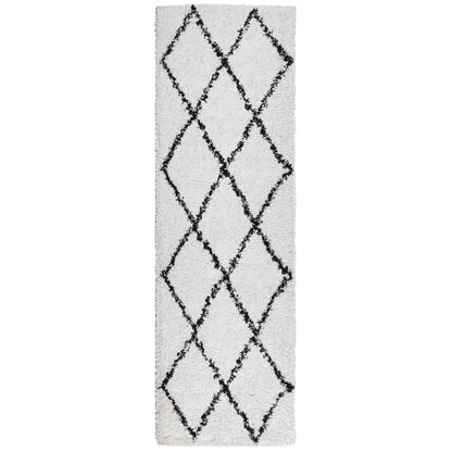 Tappeto Shaggy PAMPLONA a Pelo Lungo Crema e Nero 80x250 cm