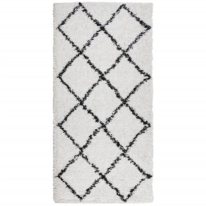 Tappeto Shaggy PAMPLONA a Pelo Lungo Crema e Nero 100x200 cm