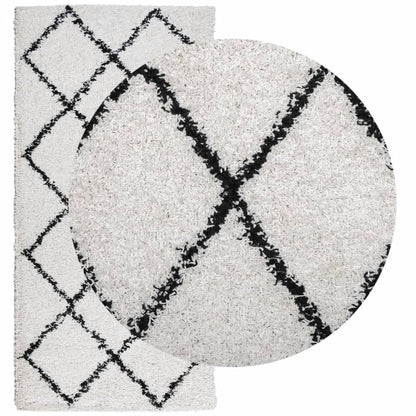 Tappeto Shaggy PAMPLONA a Pelo Lungo Crema e Nero 100x200 cm