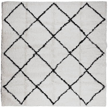 Tappeto Shaggy PAMPLONA a Pelo Lungo Crema e Nero 200x200 cm