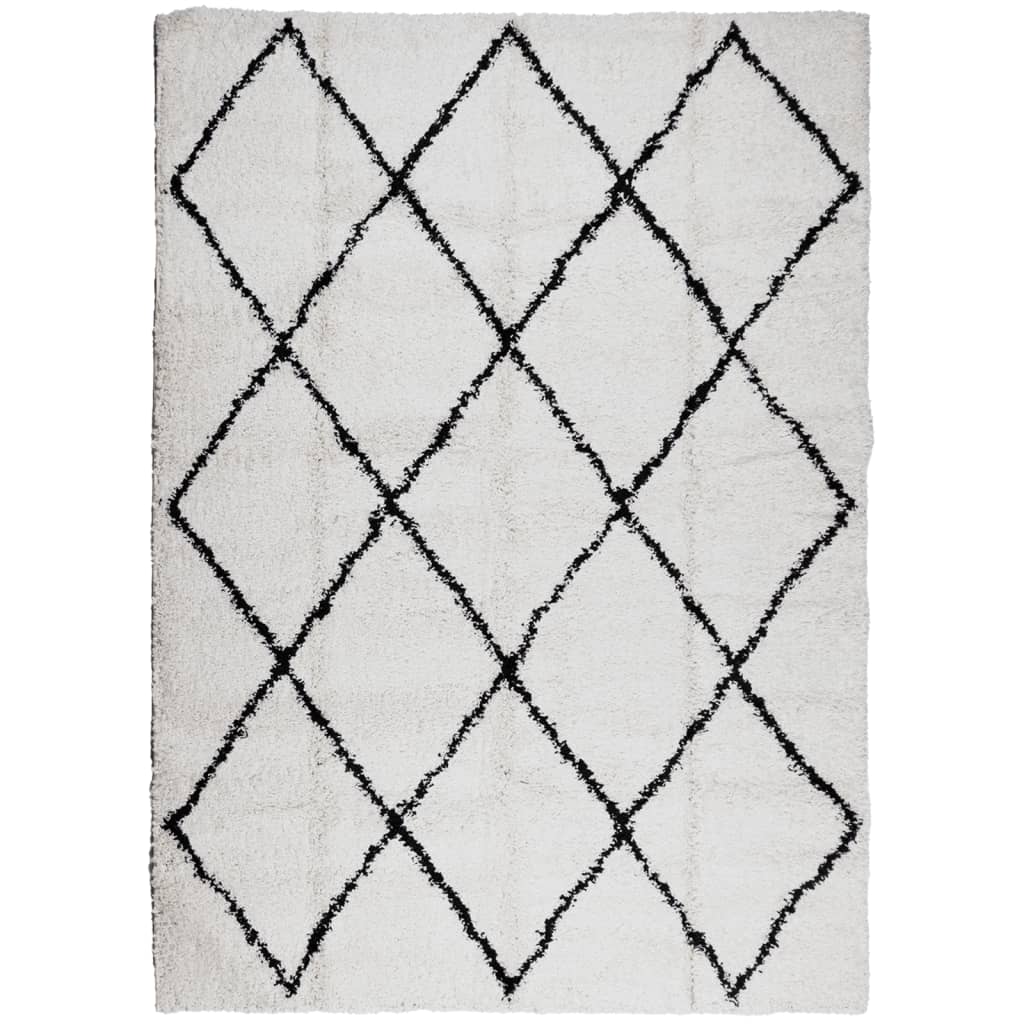Tappeto Shaggy PAMPLONA a Pelo Lungo Crema e Nero 200x280 cm