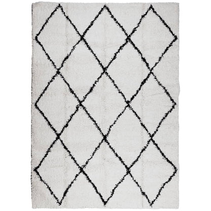 Tappeto Shaggy PAMPLONA a Pelo Lungo Crema e Nero 200x280 cm