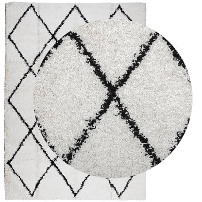 Tappeto Shaggy PAMPLONA a Pelo Lungo Crema e Nero 200x280 cm
