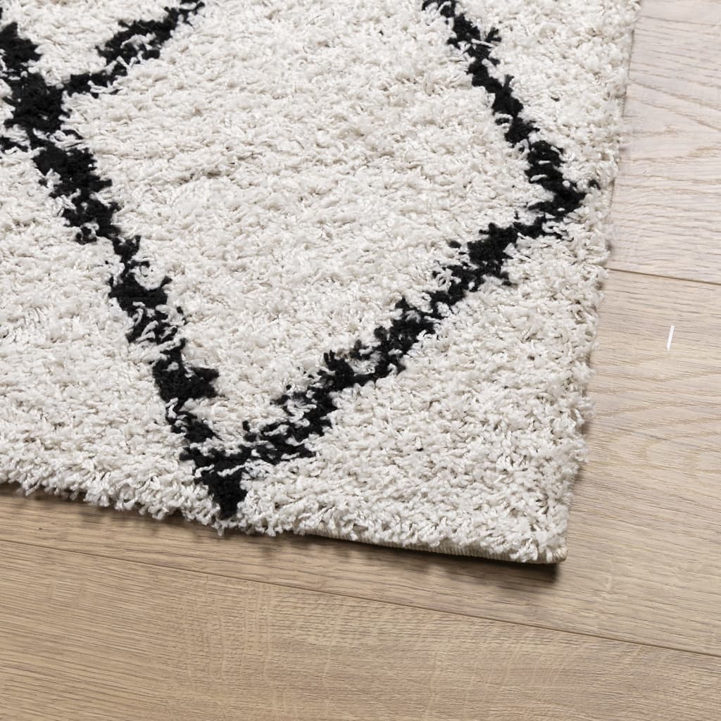 Tappeto Shaggy PAMPLONA a Pelo Lungo Crema e Nero 200x280 cm